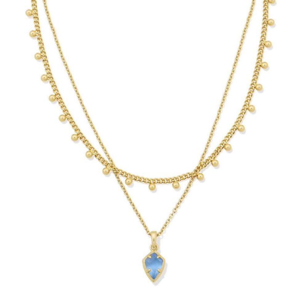 Reese Multi Layer Necklace - Gold/Periwinkle Cat's Eye Glass One Size